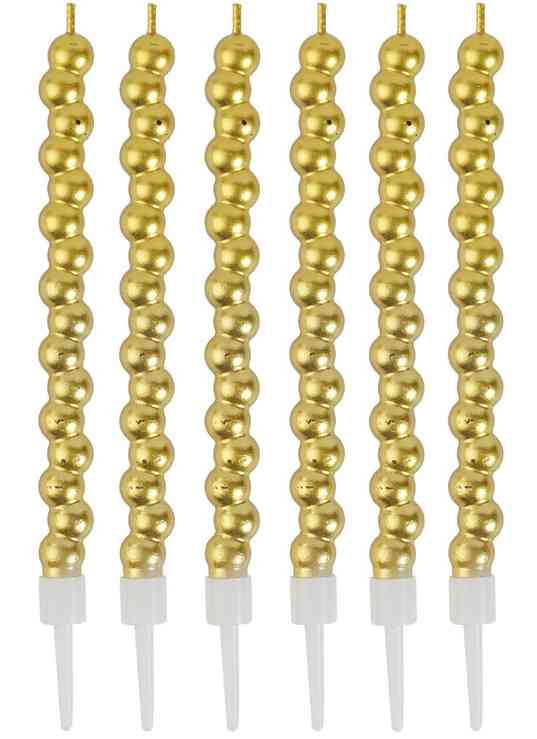 Свечи для торта 12 см, 6 шт. Пузыри золотые