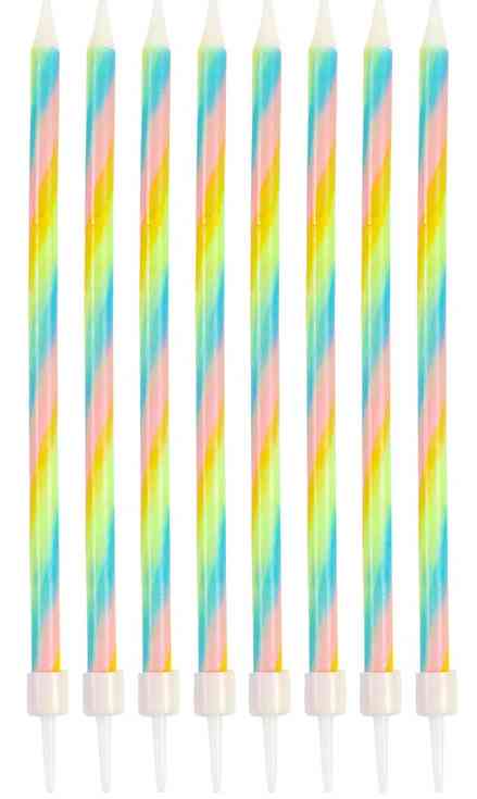 Свечи для торт 12 см, 8 шт. Радужная пастель