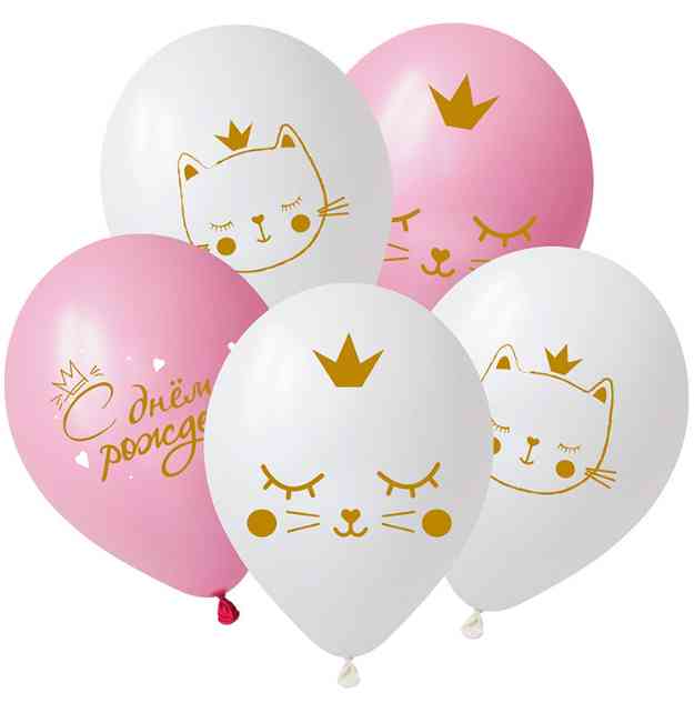 Шар латекс с рисунком 12" DC пастель Котенок принцесса (25шт)