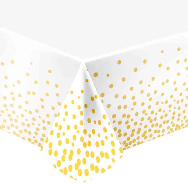 Скатерть ПЭТ 137х187см Конфетти Золотые на белом ВС