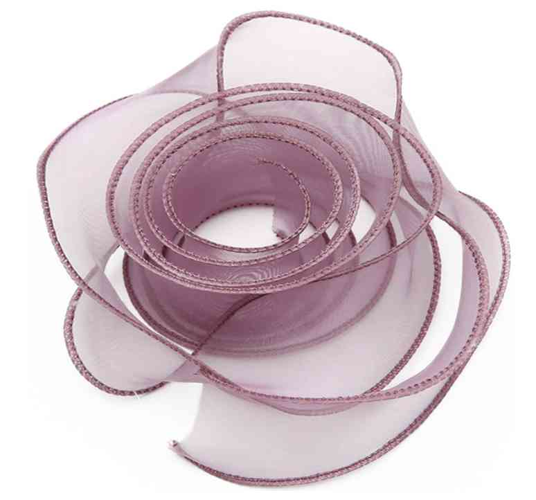 Лента декоративная 0,04х9,14м Органза с леской Дымчатая сирень ДБ