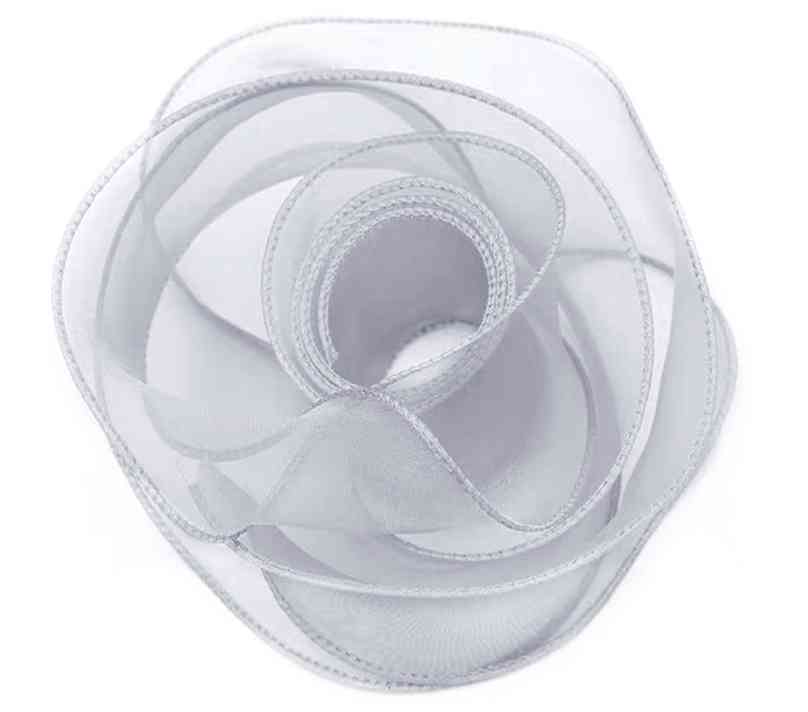 Лента декоративная 0,04х9,14м Органза с леской Серебро ДБ