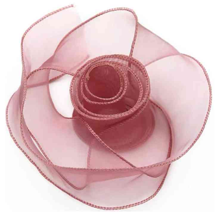 Лента декоративная 0,04х9,14м Органза с леской Дымчатая роза ДБ