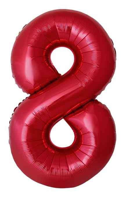 Шар фольга Цифра 40" Fm Slim Красный Металлик "8" (упак)