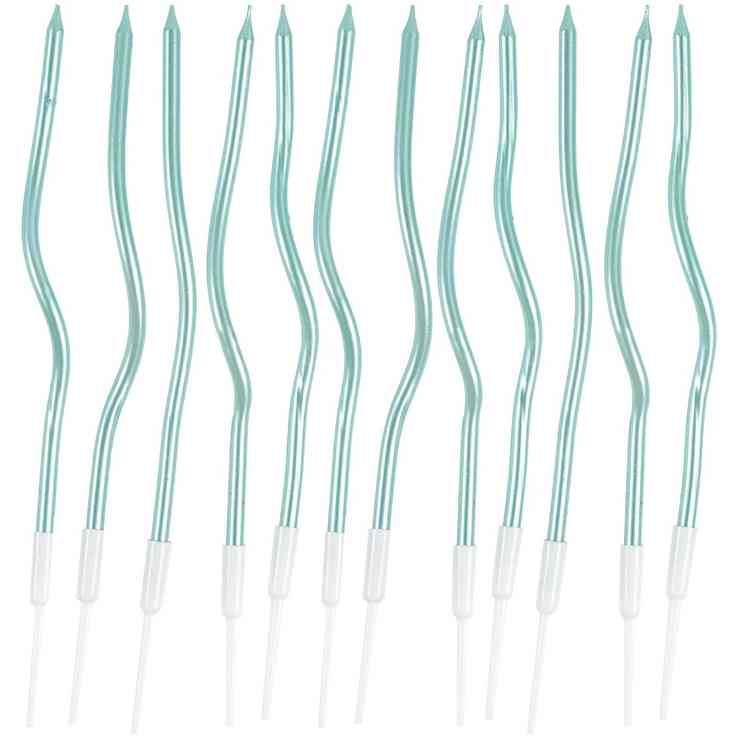 Свечи для торта 13 см, 12 шт. Волна бирюзовая