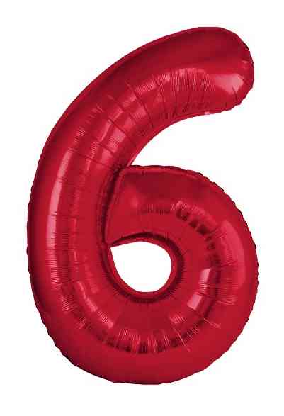 Шар фольга Цифра 40"Fm Slim Красный Металлик "6" (упак)