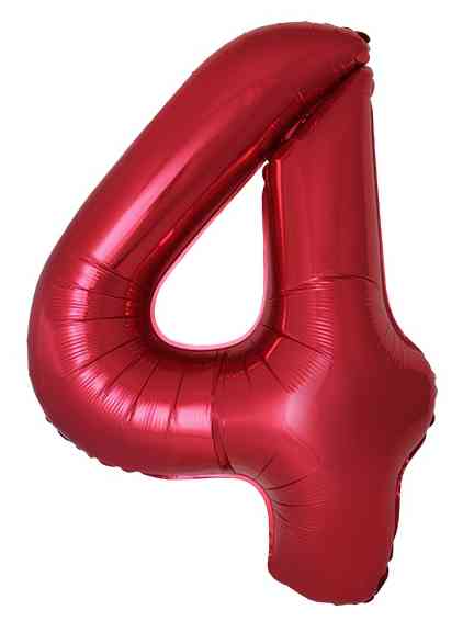 Шар фольга Цифра 40"Fm Slim Красный Металлик "4" (упак)