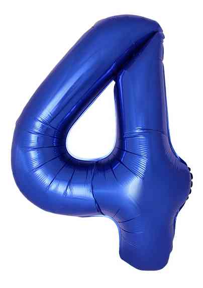 Шар фольга Цифра 40"Fm Slim Синий хром Металлик "4" (упак)