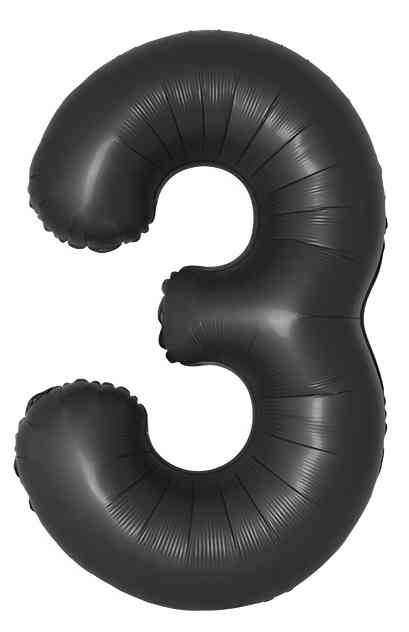 Шар фольга Цифра 40"Fm Slim Черный Сатин "3" (упак)