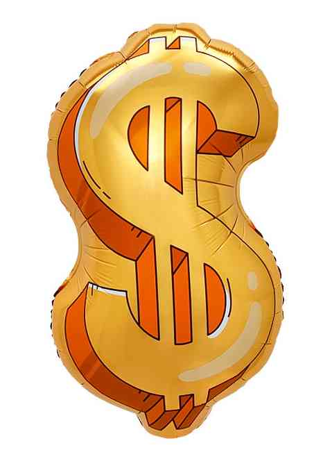 Шар фольга фигура Знак Доллара Золото 32" 81см FL (упак)