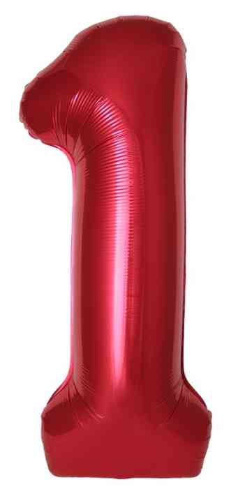 Шар фольга Цифра 40"Fm Slim Красный Металлик "1" (упак)
