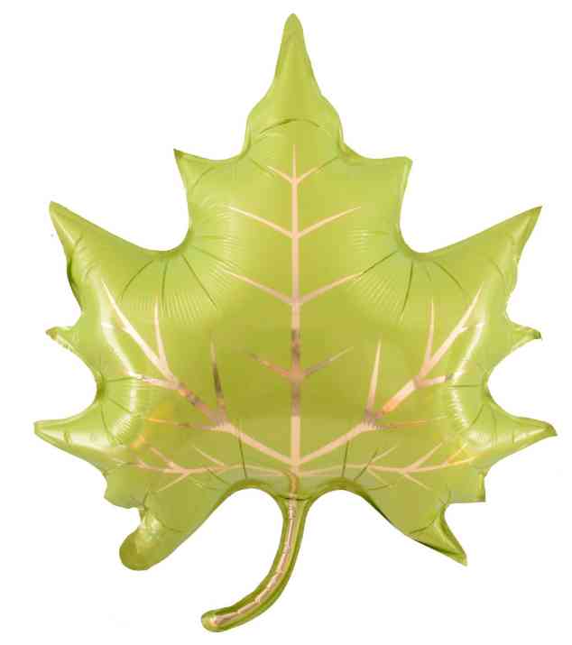 Шар фольга фигура Лист Кленовый Зеленый 28" 71смFL