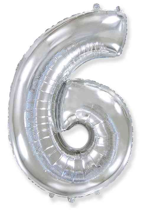 Шар фольга Цифра 40"Fm Серебро "6"
