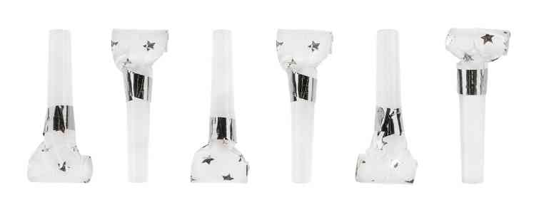 Язык-гудок Звезды Люкс Белый Серебро Металлик ВВ (уп6)