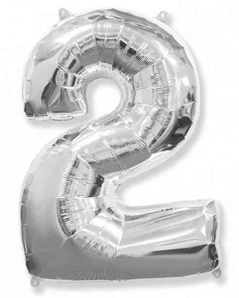 Шар фольга Цифра 40" Fm Серебро "2"