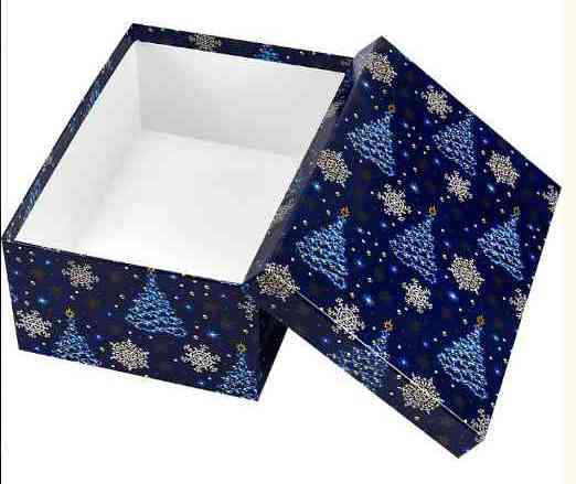 НГ Коробка прямоугольник 21х14х7см Елочки и снежинки