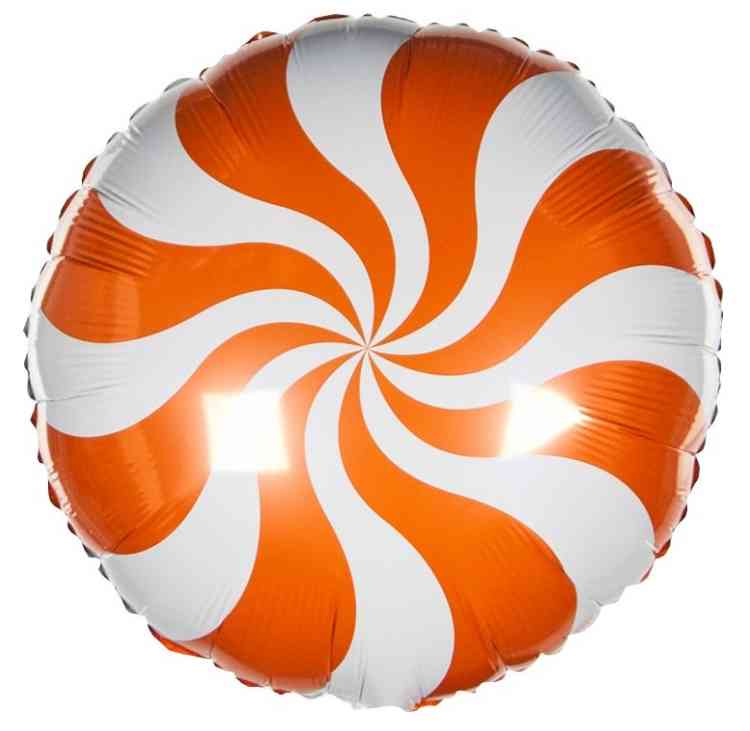 Шар фольга с рисунком 18" Fm круг Леденец Оранжевый