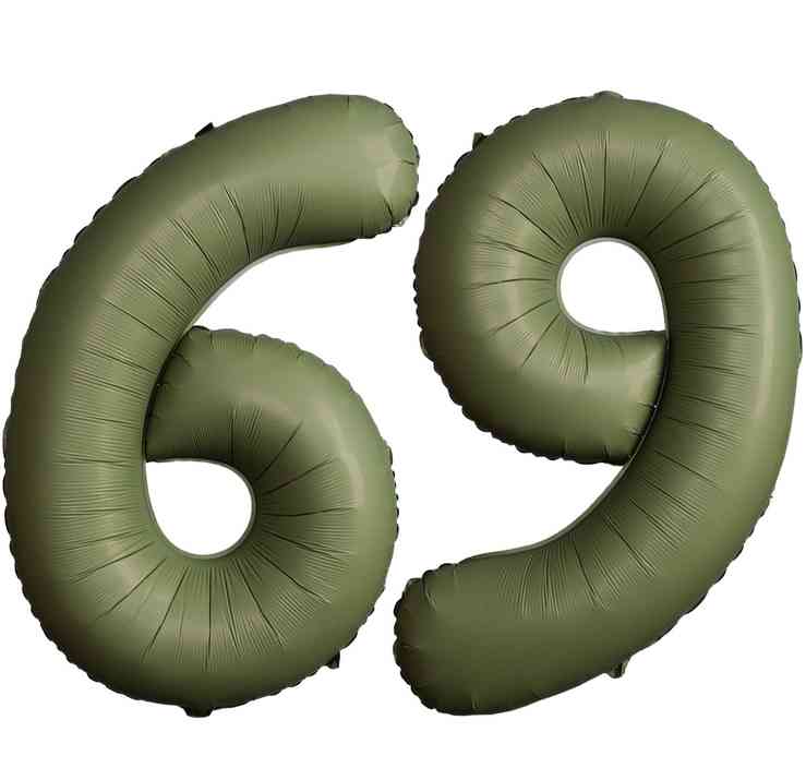 Шар фольга Цифра 40"Fm SLIM Olive Green "69" (упак)