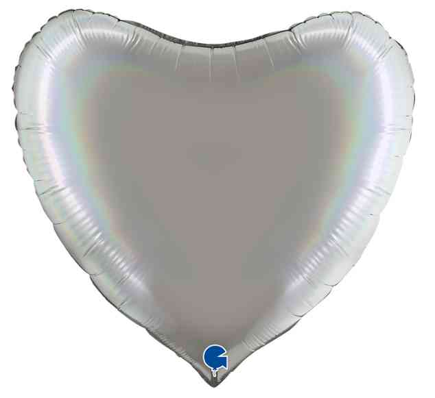 Шар фольга без рисунка 36" GR сердце Голография Серебро