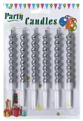 Свечи набор Спираль толстая Серебро (уп6) АА