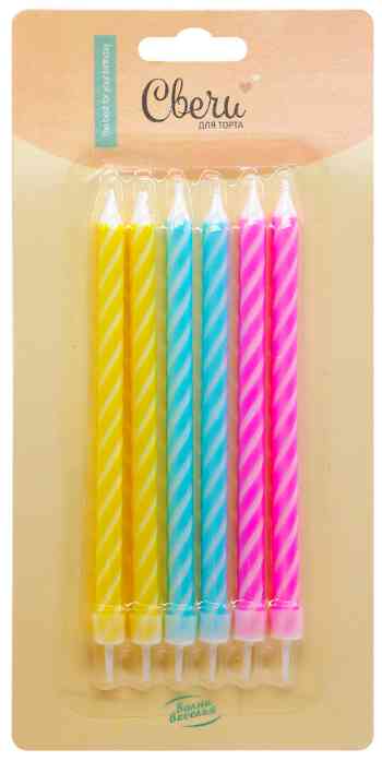 Свечи набор Спирали Ассорти 11см (уп6) ВВ