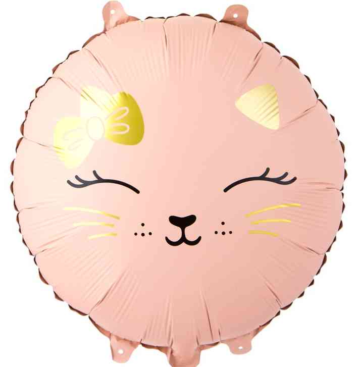 Шар фольга с рисунком 18" ВЗ круг Кошечка с бантом розовая