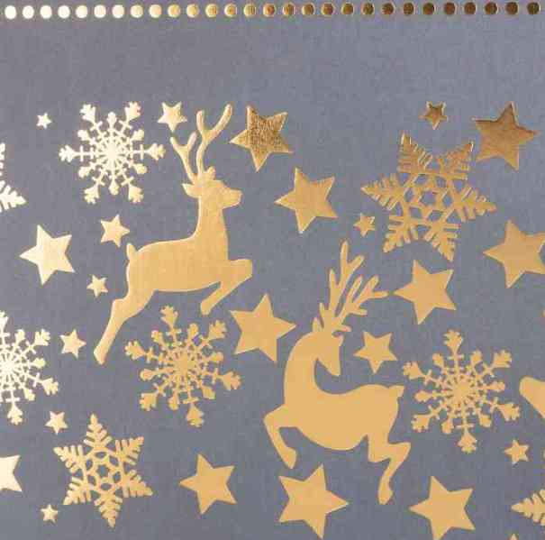 НГ Коробка прямоугольник 29х21х8см Золотые Олени Серый