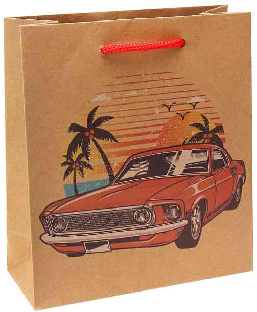 Пакет Крафт S 16х18х7см Машина в тропиках Миленд