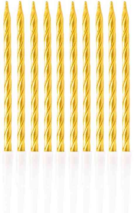Свечи для торта 10 см, 10 шт. Золото