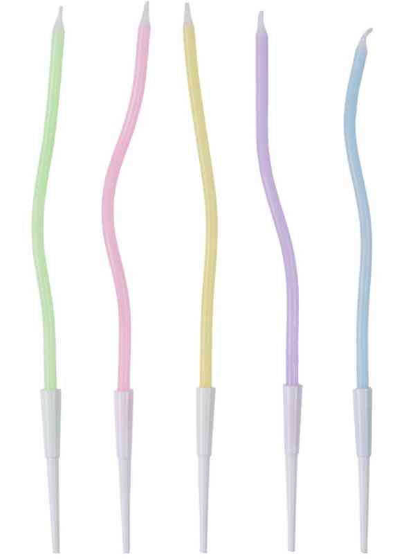 Свечи для торта 13 см, 12 шт. Волна пастель