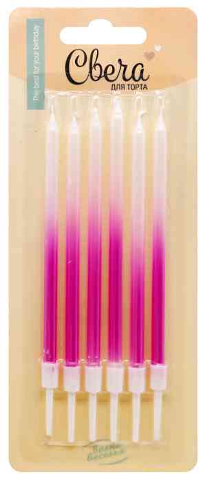 Свечи набор Розовое сияние Градиент 11см (уп6) ВВ