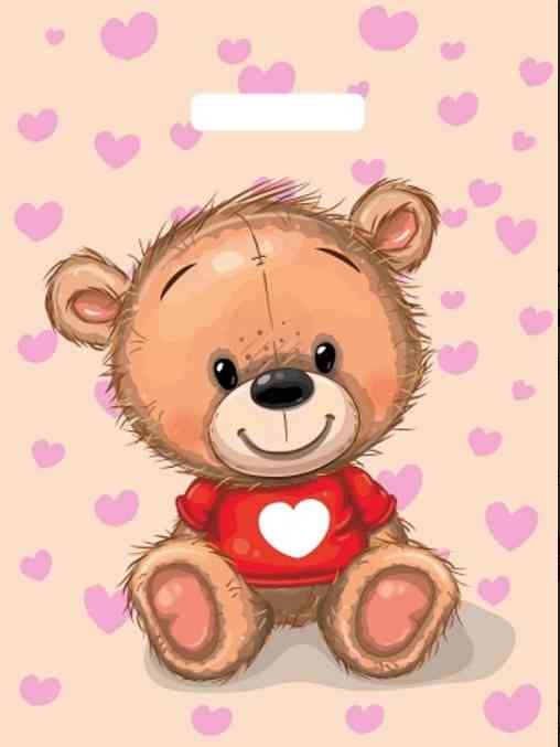 Пакет пэ с вырубной ручкой 29х40см Медвежонок