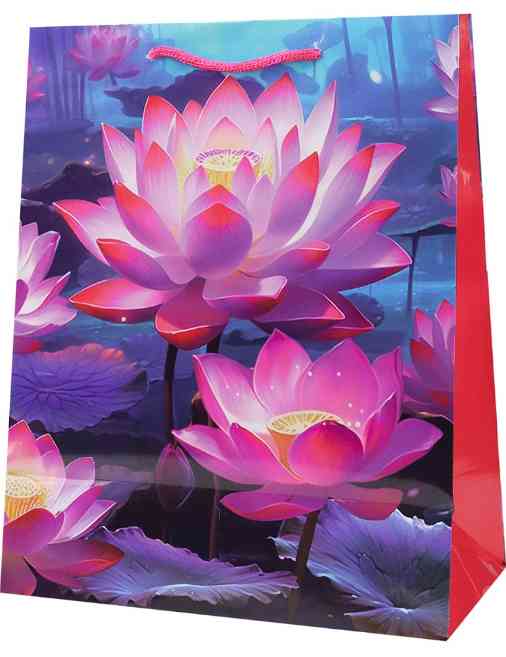 Пакет бумажный L 26х32см Нежные лотосы