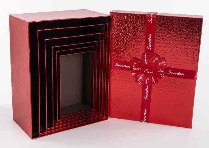 Коробка Прямоугольник 19х12х6см Шикарный подарок Красный Металлик ДБ