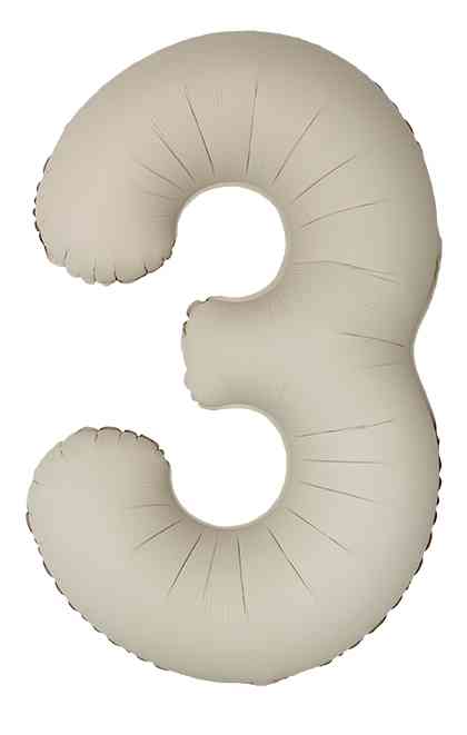 Шар фольга Цифра 40" Fm Slim Кремовый Латте Матовый "3" (упак)