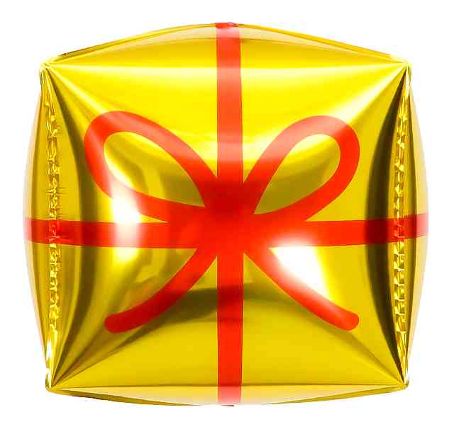 Шар фольга с рисунком 22"FL куб Подарок ЗолотоКрасный