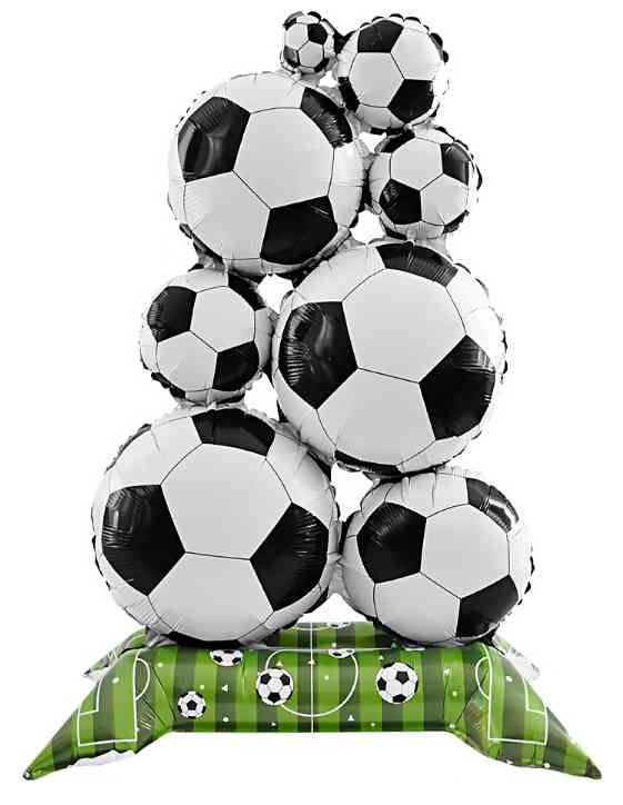 Шар фольга фигура на подставке Футбольные мячи 39" 99смFL (упак)