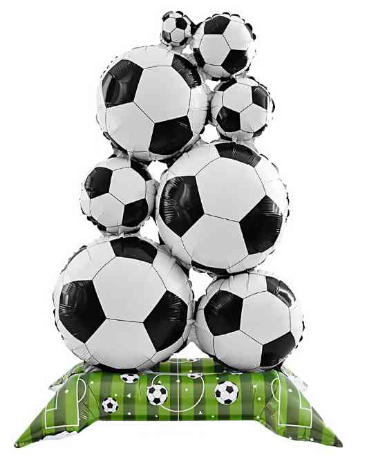 Шар фольга фигура на подставке Футбольные мячи 59" 150смFL (упак)