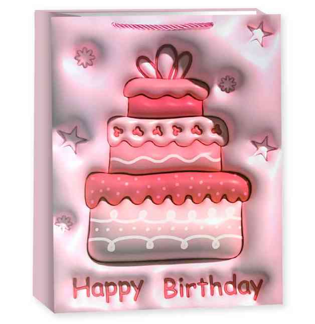 Пакет бумажный M 18х23см Сладкий тортик Дизайн №1 Розовый