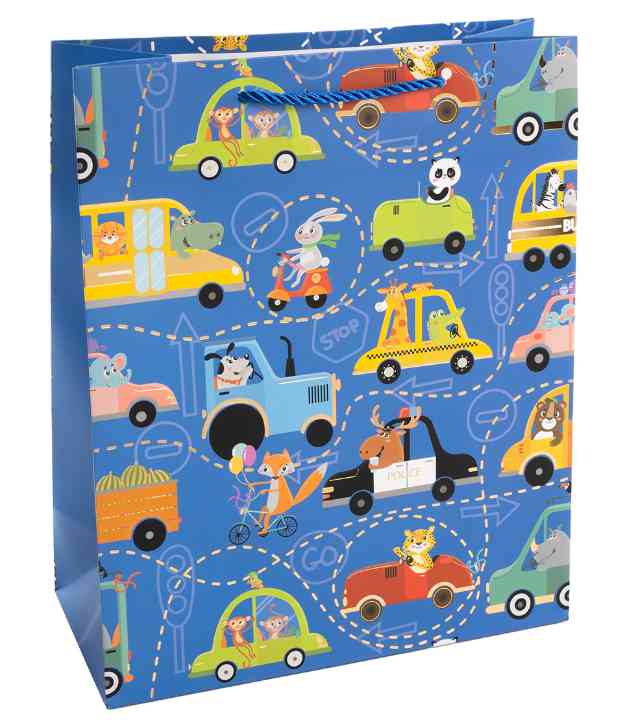Пакет бумажный L 26х32см Супер Машинки Дизайн №2 Металлик