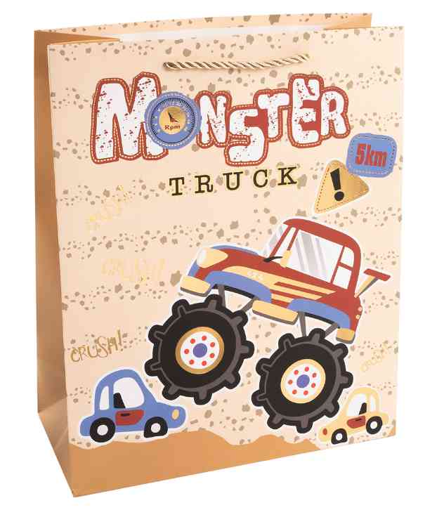 Пакет бумажный L 26х32см Супер Машинки Дизайн №4 Металлик