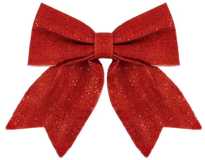 Декоративное украшение бант Праздничный Красный с блестками 12х15см (уп2) ВВ