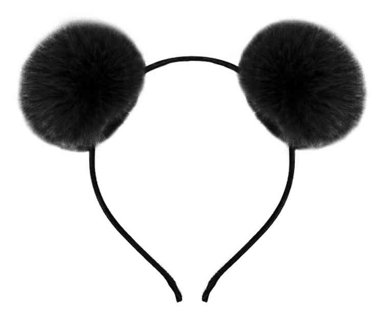 Ободок Пушистые помпончики Черный ВВ