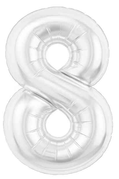 Шар фольга Цифра 40"AG Slim Белый блеск "8" (упак)