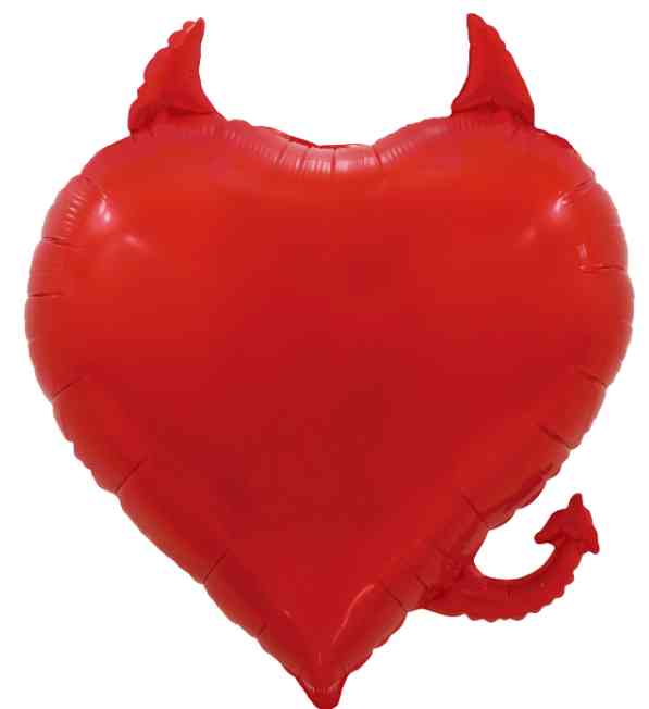 Шар фольга фигура Сердце Чертенок Красный 30" 76см FL