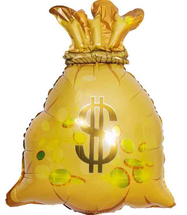 Шар фольга фигура Мешок денежный Доллар 32" 81см ВЗ (упак)