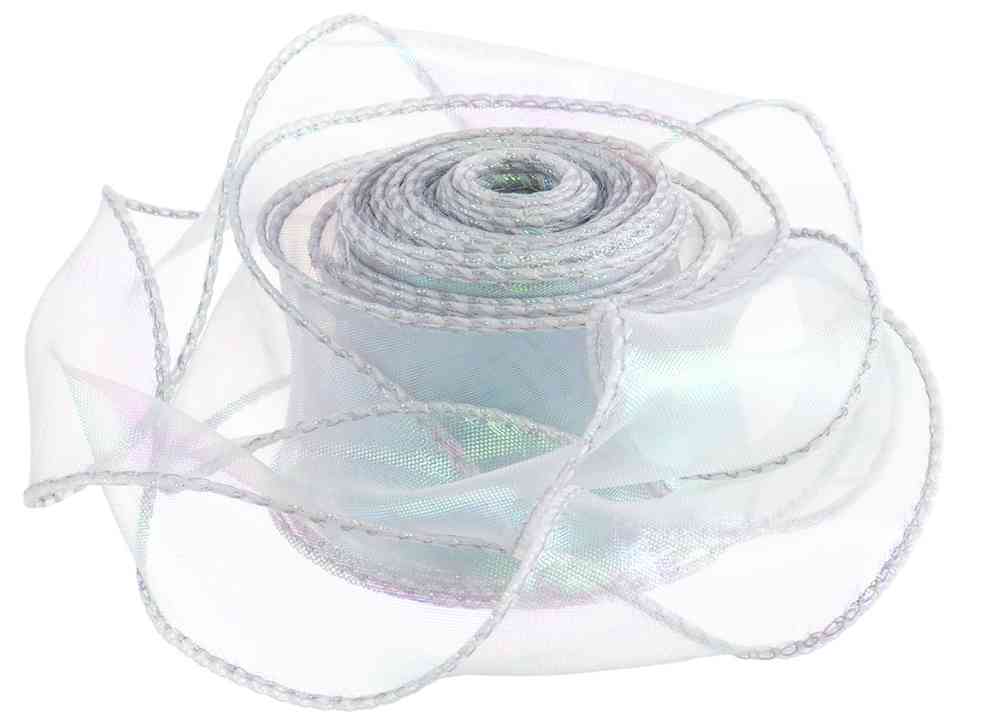Лента Органза с леской 4х9,14м Серебро Хамелеон ДБ