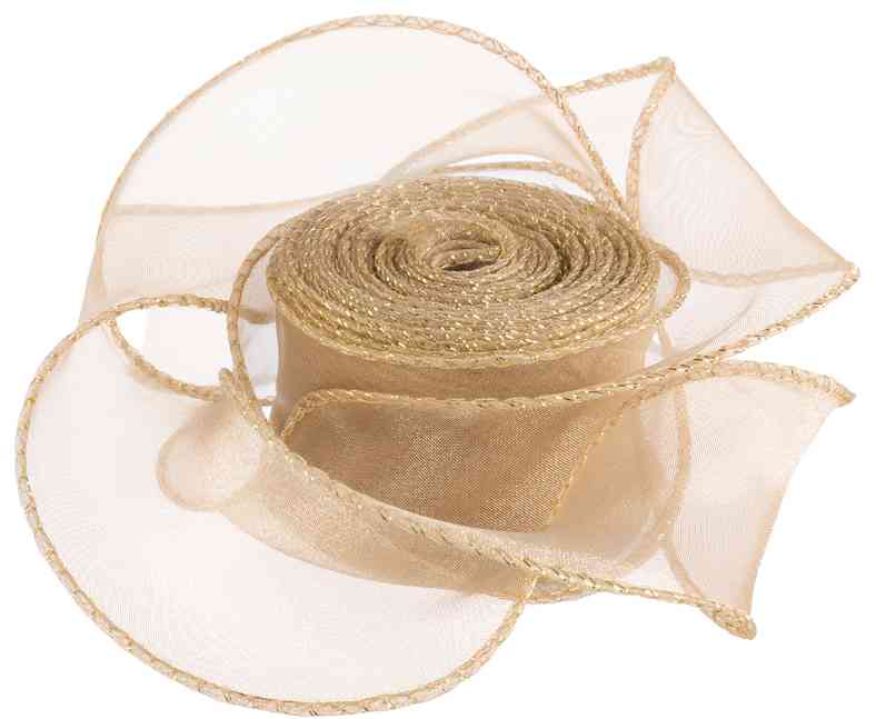 Лента Органза с леской 4х9,14м Золотая кайма Золото ДБ