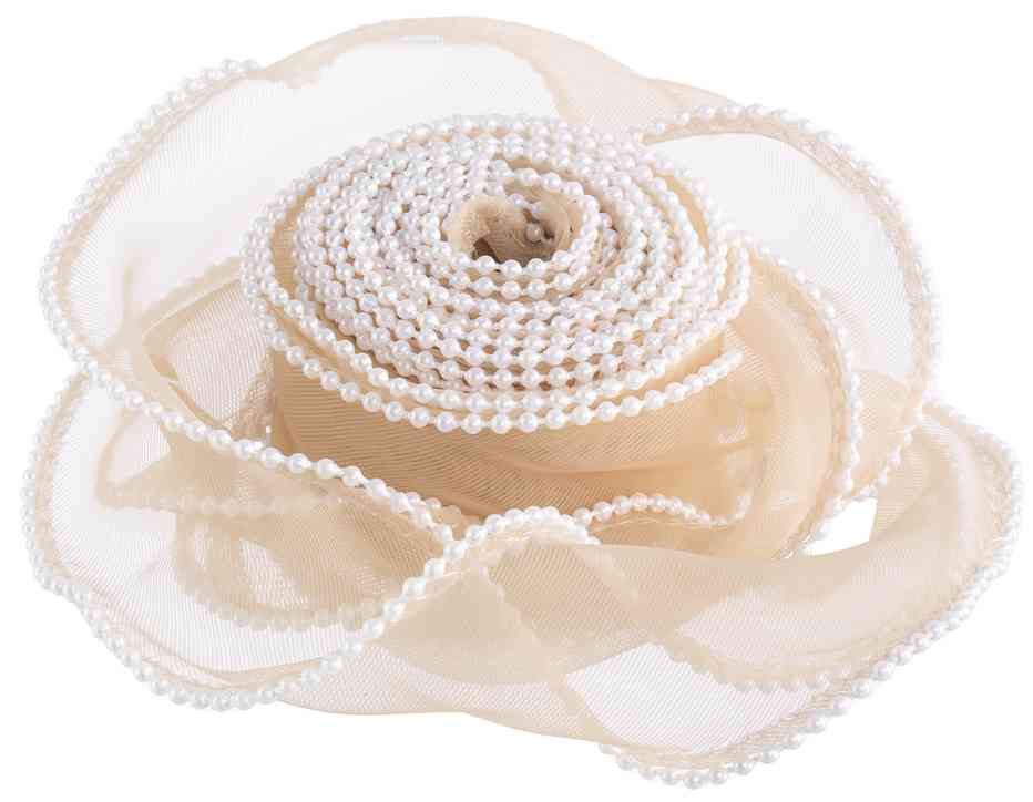 Лента Органза с леской и бусинами 4х4,57м Шампань