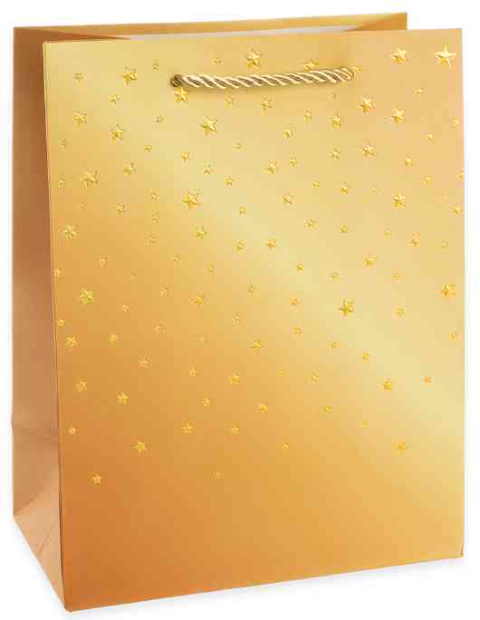 Пакет бумажный L 26х32см Звездное сияние Дизайн №4 Золото